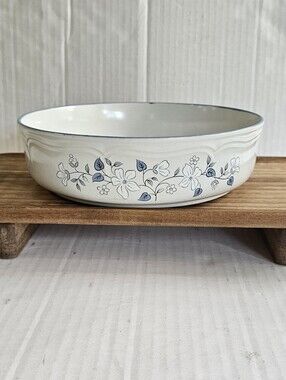 Vintage Covington Edition Avondale Stoneware Bowl Round Floral Off White Blue